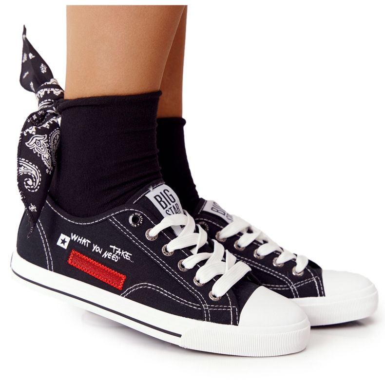 Damskie Trampki Z Napisem Big Star FF274082 Czarne