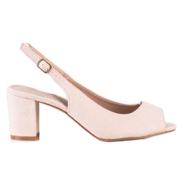 Goodin Zamszowe Sandały Na Słupku beżowy