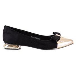 Goodin Czółenka Z Kokardą czarne złoty