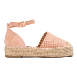 SHELOVET Espadryle ze sprzączką różowe