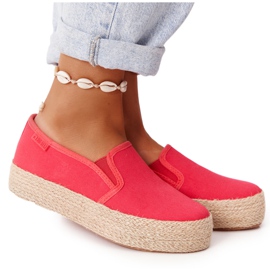 Espadryle Na Plecionej Platformie Big Star FF274149 Czerwone