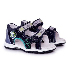 EVE Dziecięce Sandałki Na Rzepy Granatowe Soccer wielokolorowe