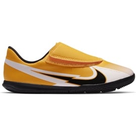 Buty piłkarskie Nike Mercurial Vapor 13 Club Ic PS(V) Junior AT8170 801 białe czarne pomarańczowe