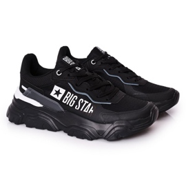 Męskie Sportowe Buty Memory Foam Big Star HH174209 Czarno-Niebieskie czarne
