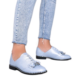 Niebieskie błyszczące półbuty z kokardką Lost Stars