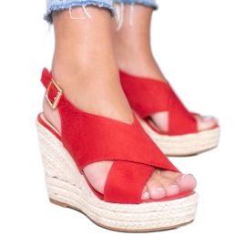 Czerwone espadryle na koturnie Summer Dream