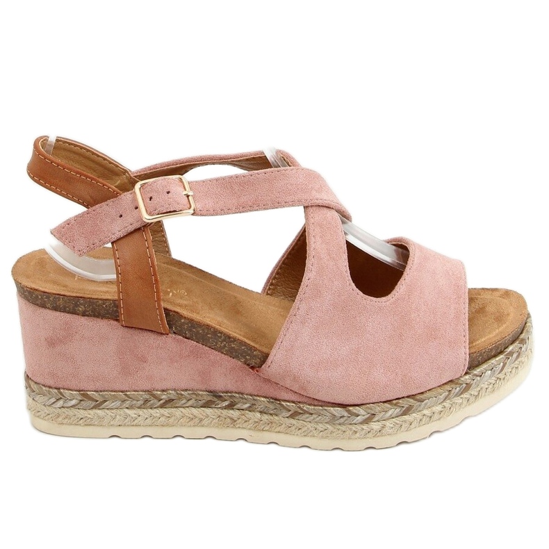 Espadryle na koturnie różowe YL90 Pink