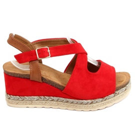 Espadryle na koturnie czerwone YL90 Red
