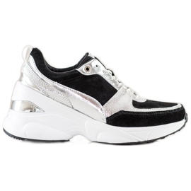 Filippo Skórzane Sneakersy Na Koturnie czarne