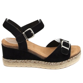 Espadryle na koturnie czarne YL93 Black