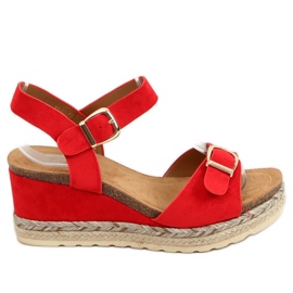 Espadryle na koturnie czerwone YL93 Red