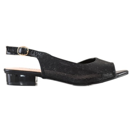 Sabatina Ażurowe Sandałki Na Niskim Obcasie czarne