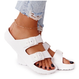 NEWS Damskie Gumowe Klapki Białe Stacy