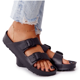 NEWS Damskie Gumowe Klapki Czarne Stacy