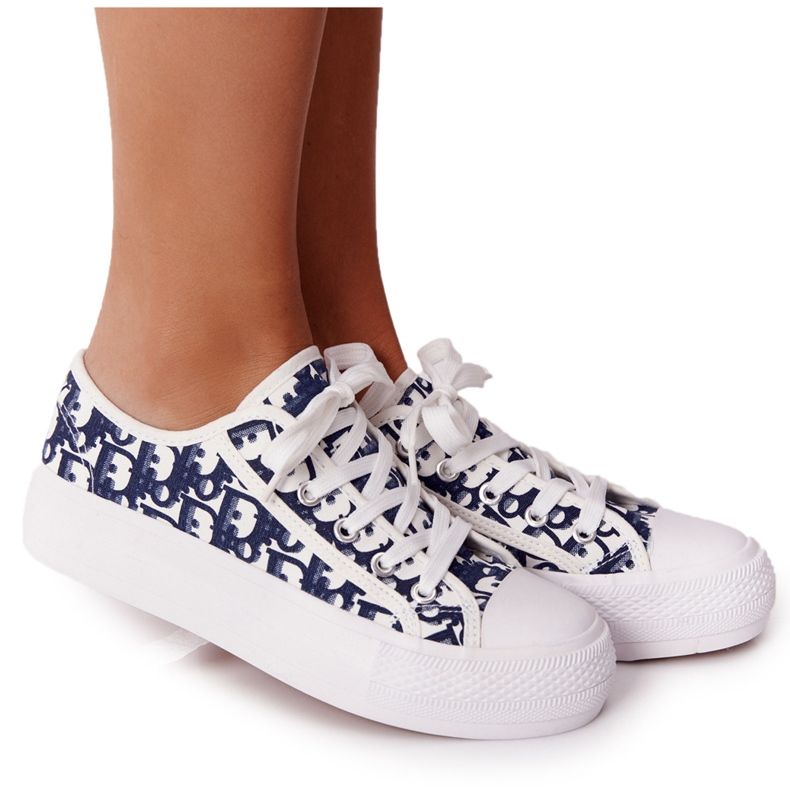 PS1 Damskie Logowane Trampki Biało-Czarne Day Off białe