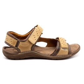 Olivier Sandały męskie skórzane 295K brązowe