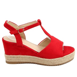 Espadryle na koturnie czerwone WX-08 Red