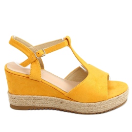 Espadryle na koturnie miodowe WX-08 Yellow żółte