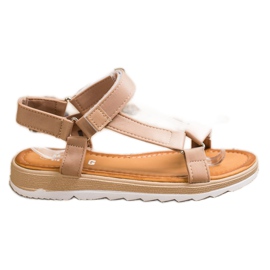 SHELOVET Modne Sandały Na Rzep beżowy