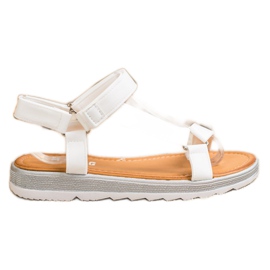 SHELOVET Modne Sandały Na Rzep białe