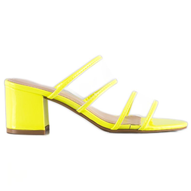 Small Swan Klapki Z Przezroczystymi Paskami żółte