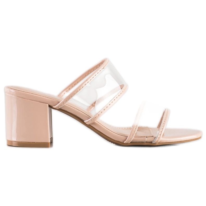 Small Swan Klapki Z Przezroczystymi Paskami beżowy