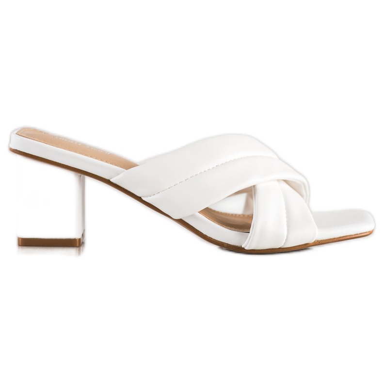 Small Swan Eleganckie Klapki Z Eko Skóry białe