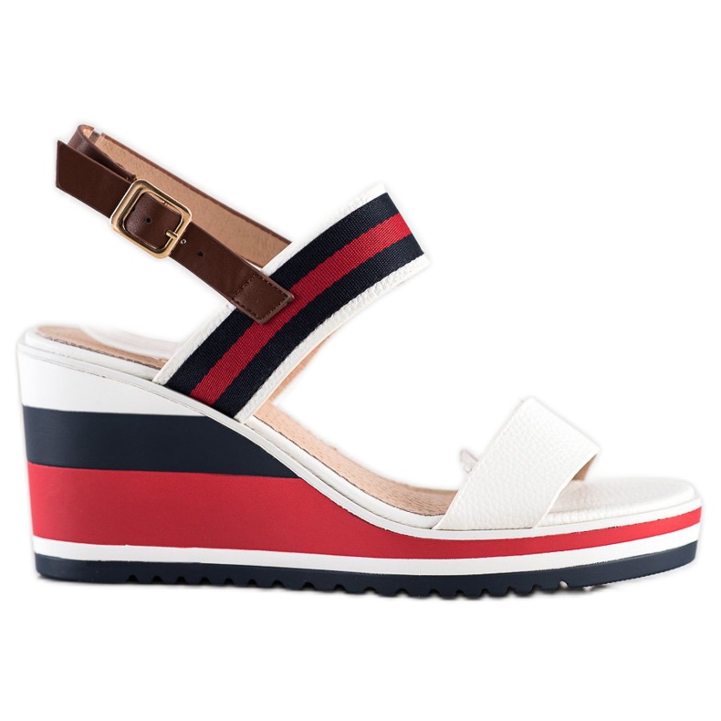 Filippo Sandały Na Koturnie W Paski wielokolorowe