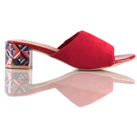 Sabatina Klapki Z Obcasem We Wzory czerwone