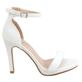 Sandałki na szpilce białe S-835 White