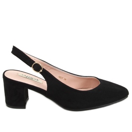 Czółenka z odkrytą pięta czarne 9R27 Black