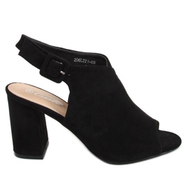Sandałki na szerokim obcasie czarne 2D6L221-89 Black