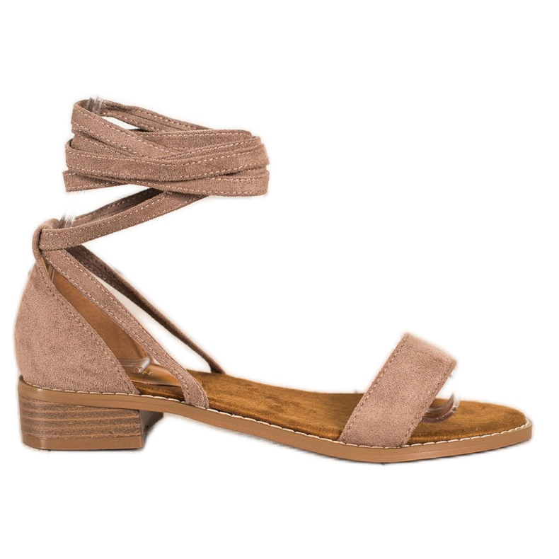 Goodin Wiązane Sandałki Z Zamszu brązowe