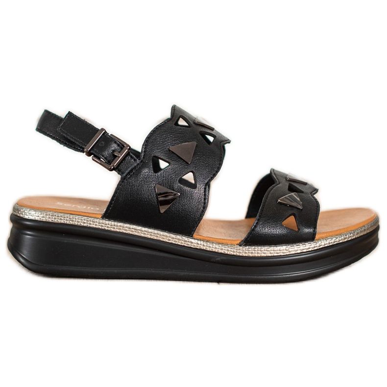 Czarne Sandały Na Platformie Sergio Leone