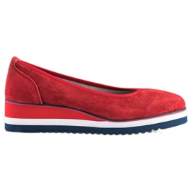 Filippo Skórzane Czółenka Na Koturnie czerwone