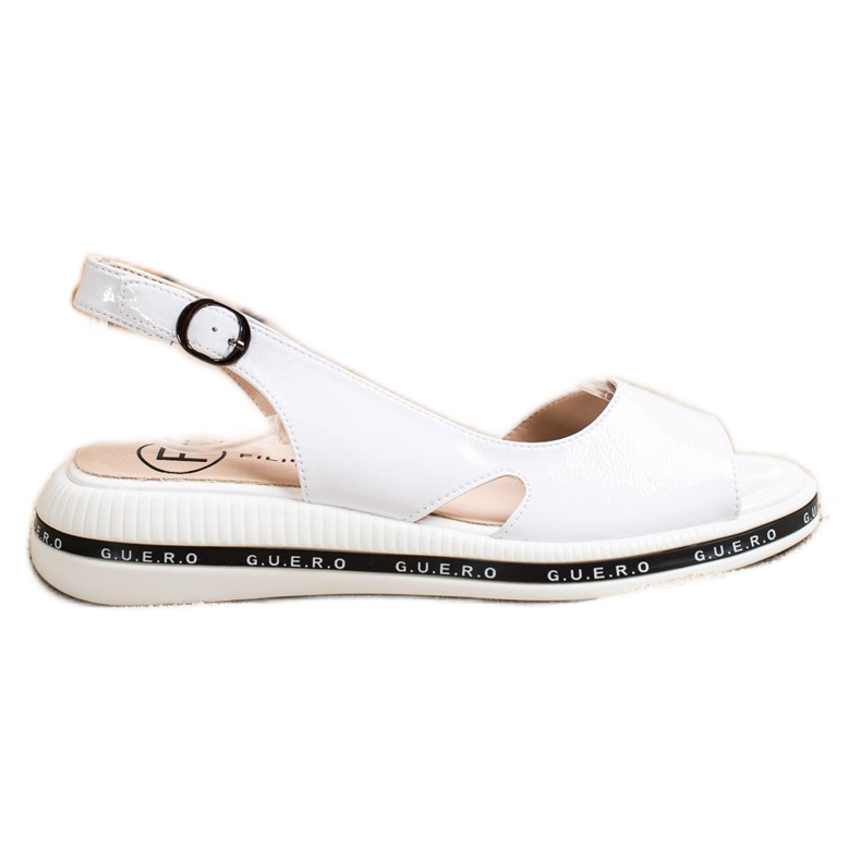 Filippo Wygodne Lakierowane Sandały białe