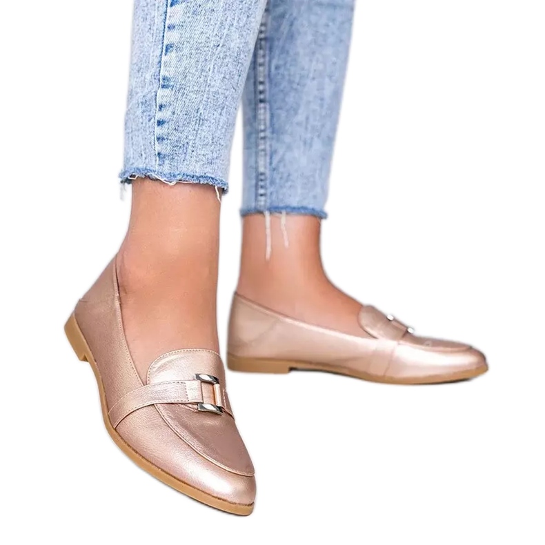 Złote mokasyny ozdobione klamrą Island Paradise złoty