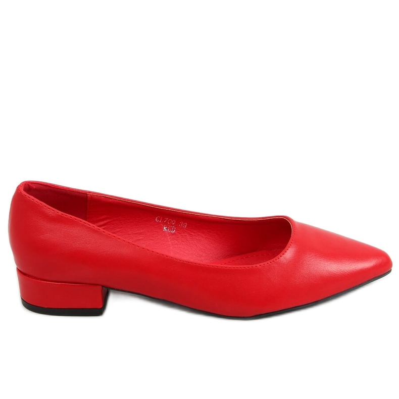 Czółenka na obcasie licowe czerwone CL70Q Red