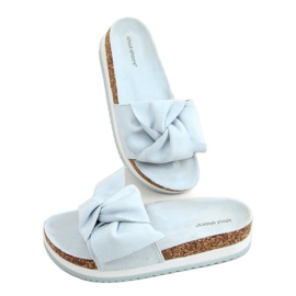 Klapki na wysokiej podeszwie niebieskie 8228 Blue