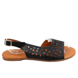 Ażurowe sandałki asymetryczne czarne HY23-13 Black