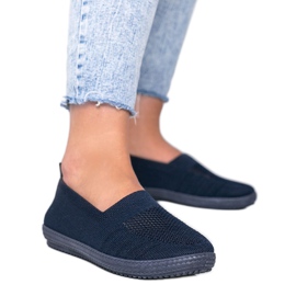 Granatowe tenisówki Slip On ażurowe Deep niebieskie