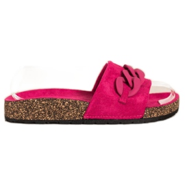 SHELOVET Modne Klapki Z Ozdobą pomarańczowe