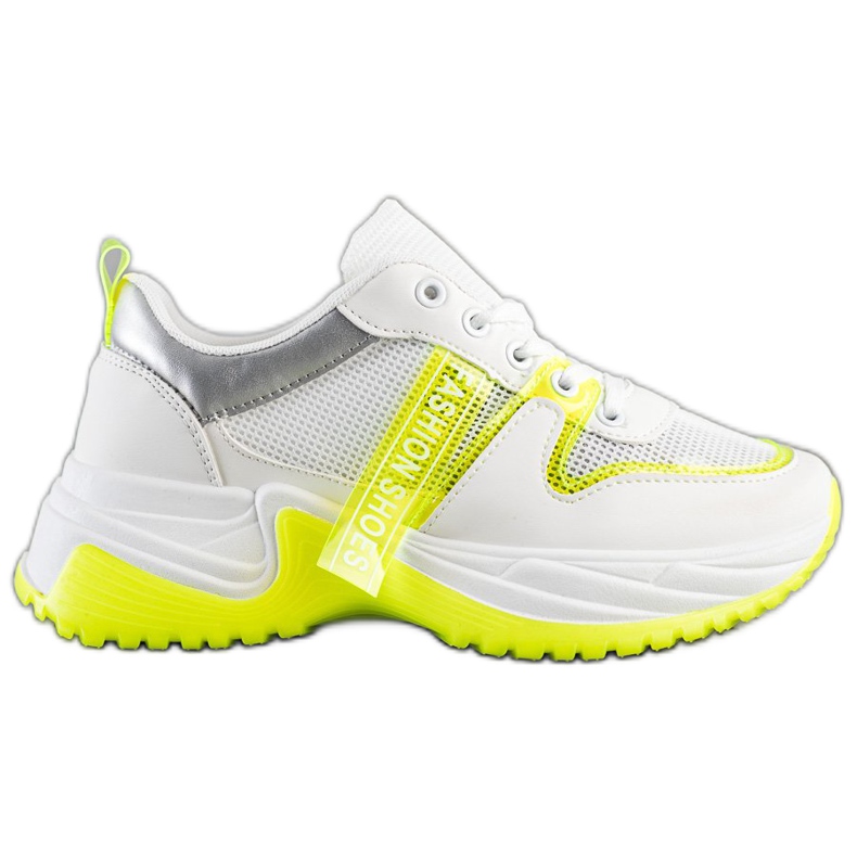 SHELOVET Sneakersy Z Siateczką Fashion Shoes białe żółte