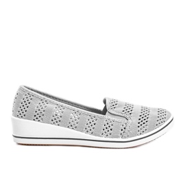 Szare tenisówki na koturnie ażurowe Los Angeles