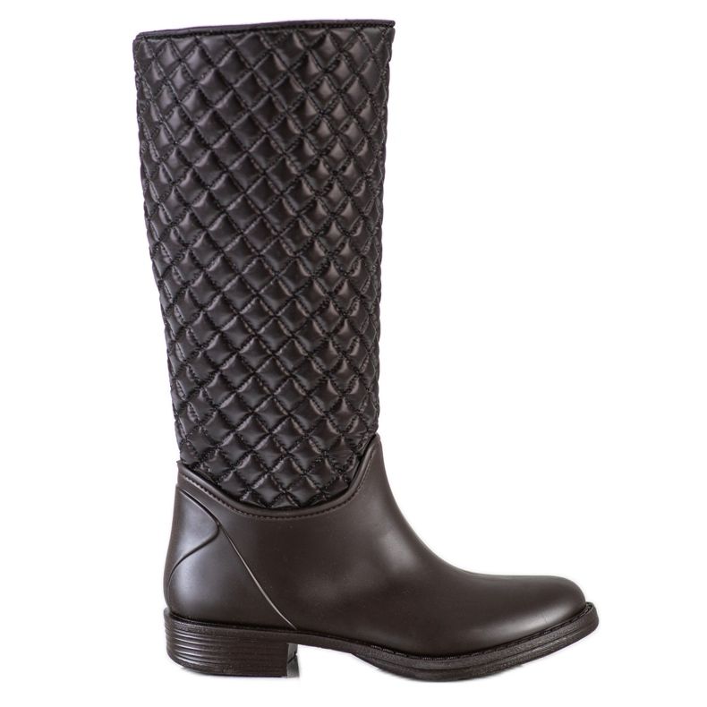 SHELOVET Wysokie Pikowane Kalosze brązowe