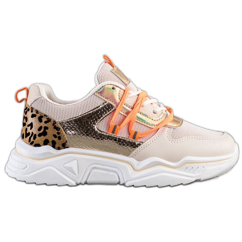 SHELOVET Sneakersy Leopard Print brązowe