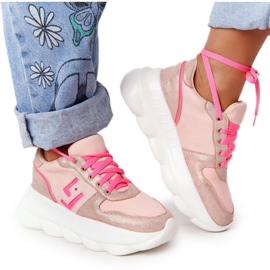 Damskie Sportowe Buty Na Platformie Lu Boo Różowe wielokolorowe