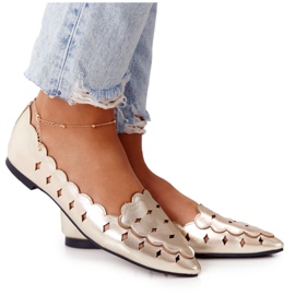 Damskie Ażurowe Mokasyny Lu Boo Złote złoty