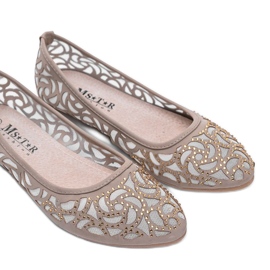 Beżowe baleriny ażurowe Come on! beżowy białe