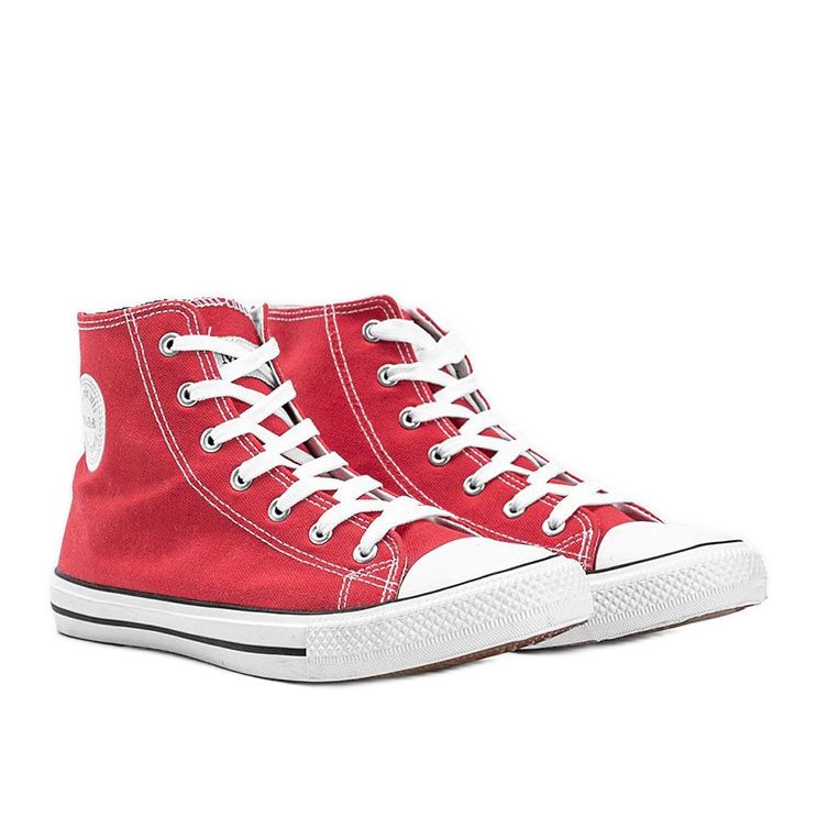 Czerwone trampki męskie za kostkę Perry